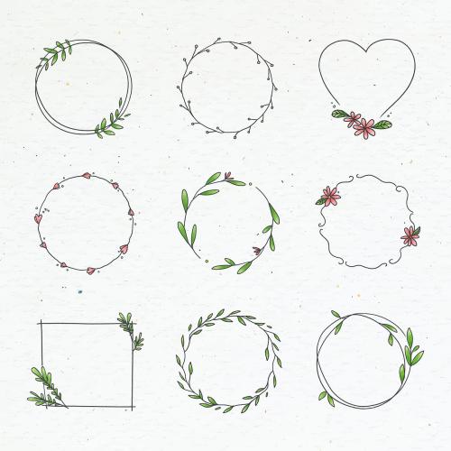 Doodle floral wreath vector collection - 2204648