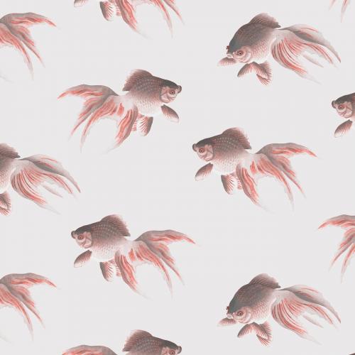 Veiltail goldfish seamless pattern vintage illustration wall art print and poster design remix from original artwork. - 2273003