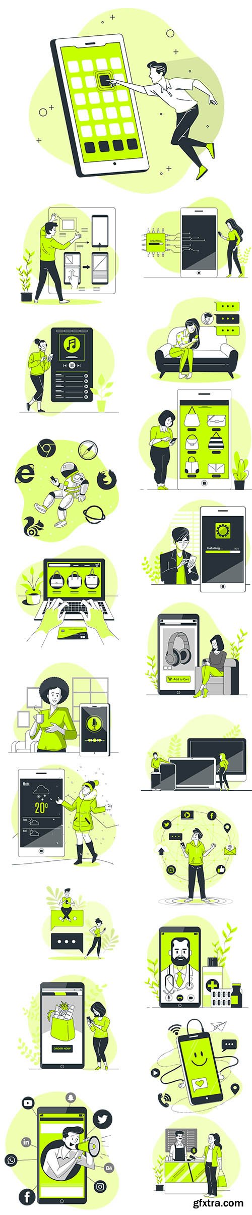 Vector People Live Situation Illustrations App Concept Vol 6