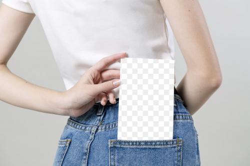 Woman keeping a flyer in her pants pocket transparent png - 2288271