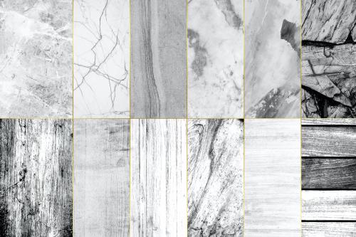 Collection of gray marbled texture samples vector - 845353