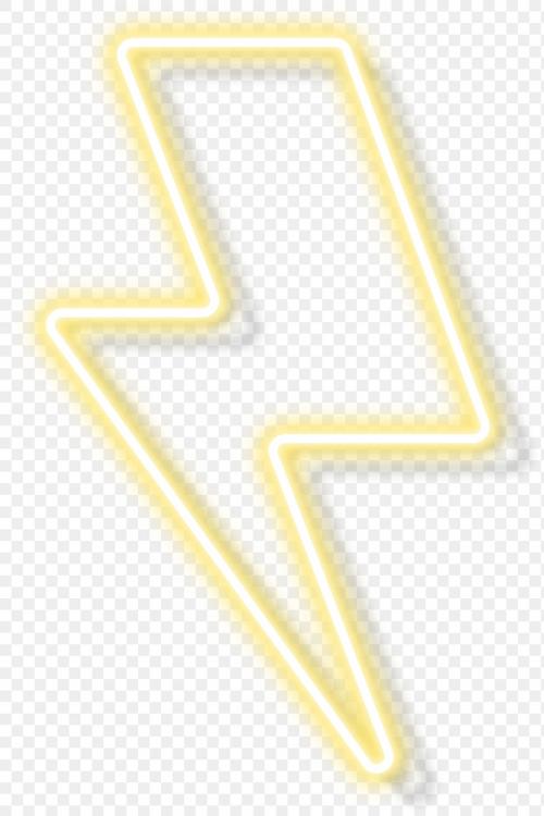 Yellow neon lightning sign transparent png - 2094110