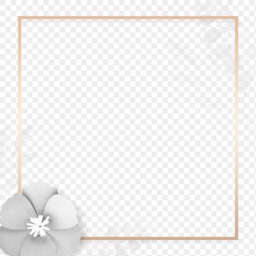 Luxurious golden frame with flowers transparent png - 2105409