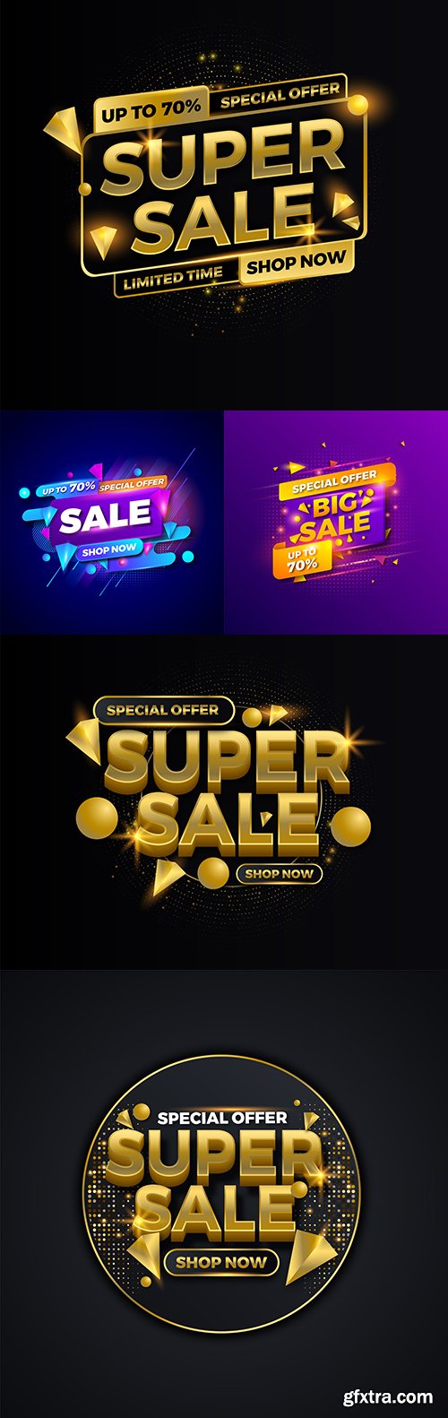 Special offer sale and shopping design gold luxury banner