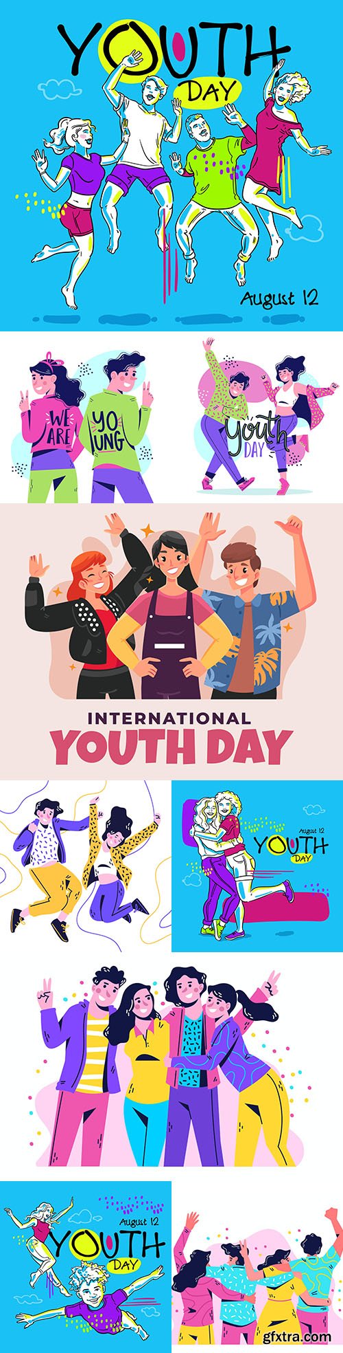 Youth Day people welcome and dance illustration