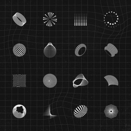 Abstract 3D design elements collection vector - 2051708
