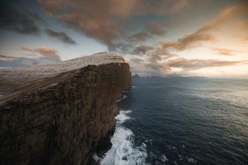 Sunset over the Slave cliff in Faroe islands - 2208579