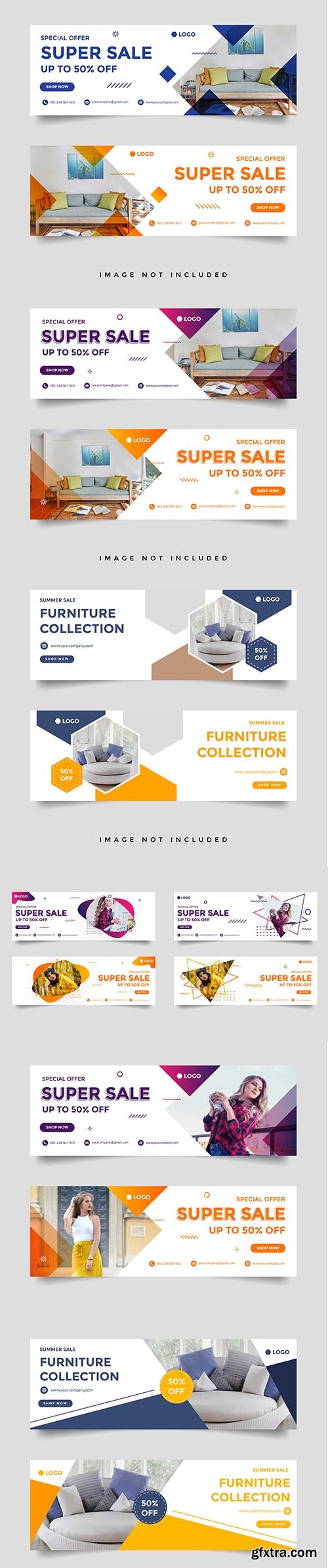 Fashion Sale Facebook Cover Banner Template Set