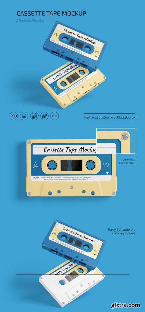 Cassette Tape PSD Mockups