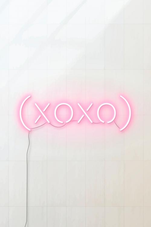 Pink xoxo neon word vector - 2093972