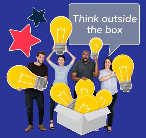 Creative people thinking outside of the box - 493212