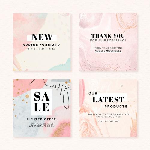 Memphis pink sale social ads template collection vector - 2210435