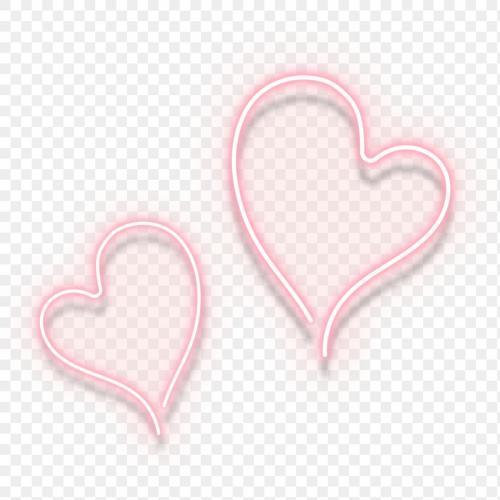 Pink neon double hearts transparent png - 2094127