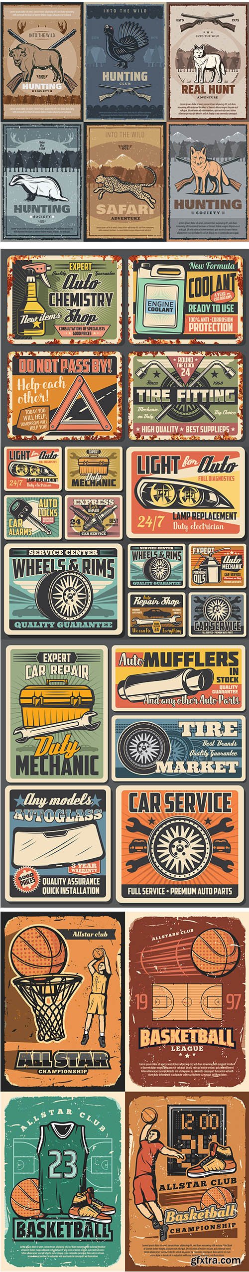 Vintage Sports and Cars Illustration