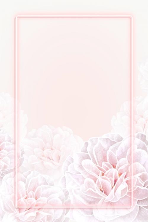Neon pink floral frame vector - 2102951