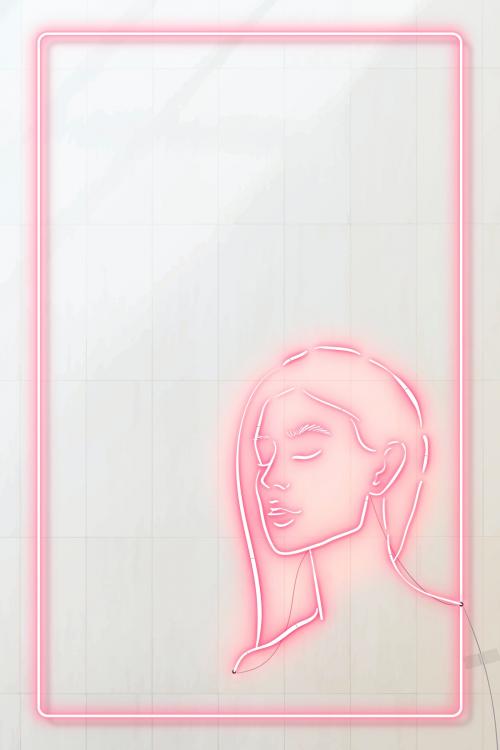 Feminine neon frame on a white background vector - 2224562