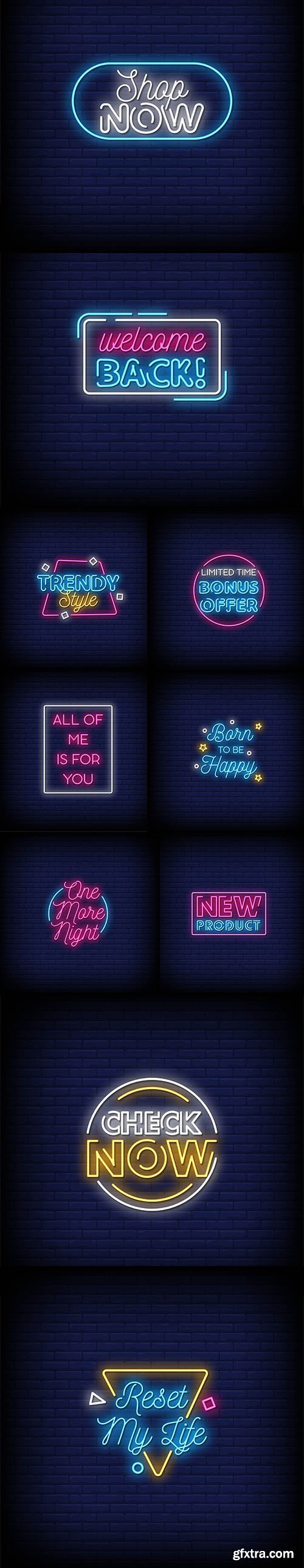 Neon Signs Style Text Collection