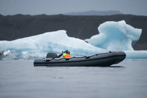 Boat in a glacial lagoon, southeastern Iceland - 2042633