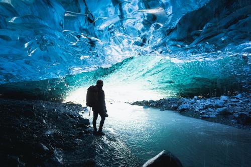 Female photographer in the ice cave, Iceland - 2042842