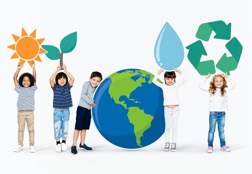 Diverse kids spreading environmental awareness - 491873