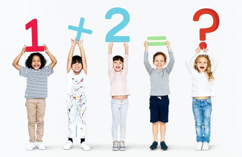 Cheerful diverse kids learning mathematics - 491883