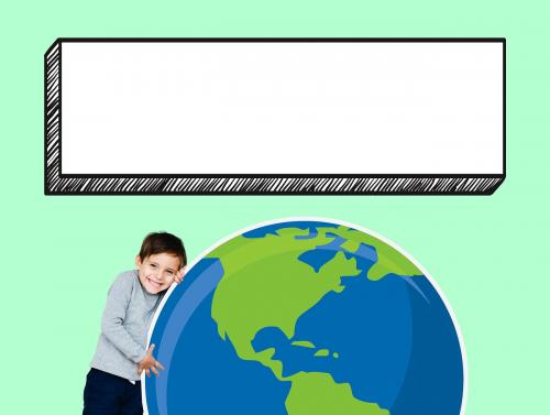 Young boy hugging planet earth - 491905