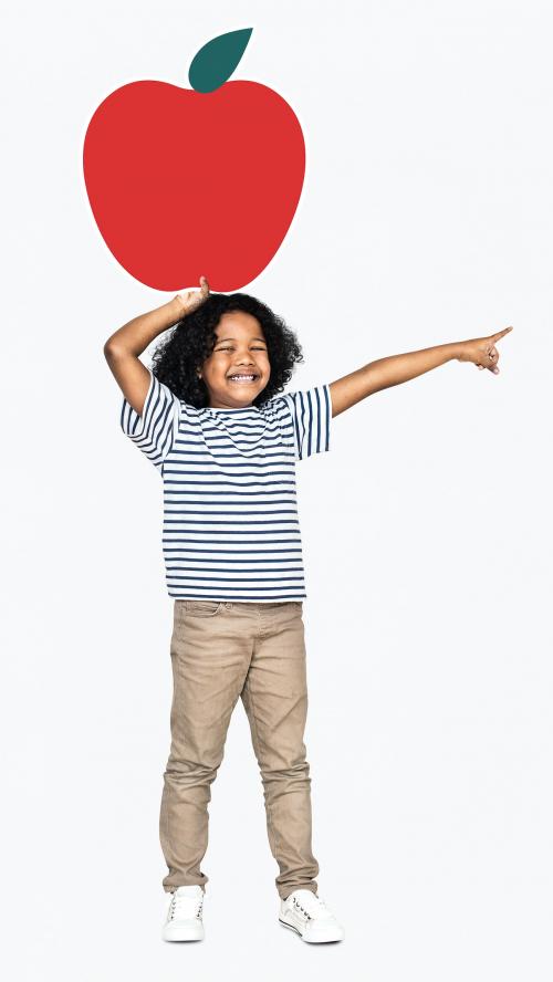 Cheerful kid with an apple - 491935