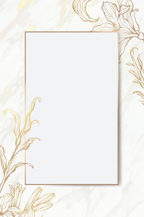 Gold floral frame on marble background vector - 2019712