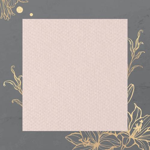 Rectangle pink paper on gold floral background vector - 2019748