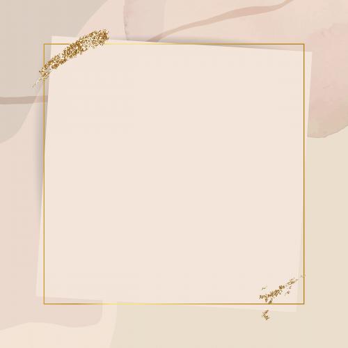 Gold frame on neutral watercolor background vector - 2030189