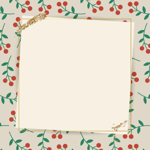Gold frame on red berry pattern background vector - 2033571