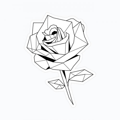 Black and white rose sticker vector - 2034615