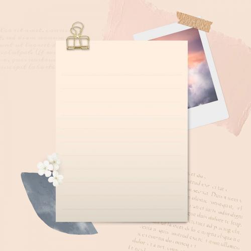 Cream paper with a gold binder clip journal background vector - 2035299