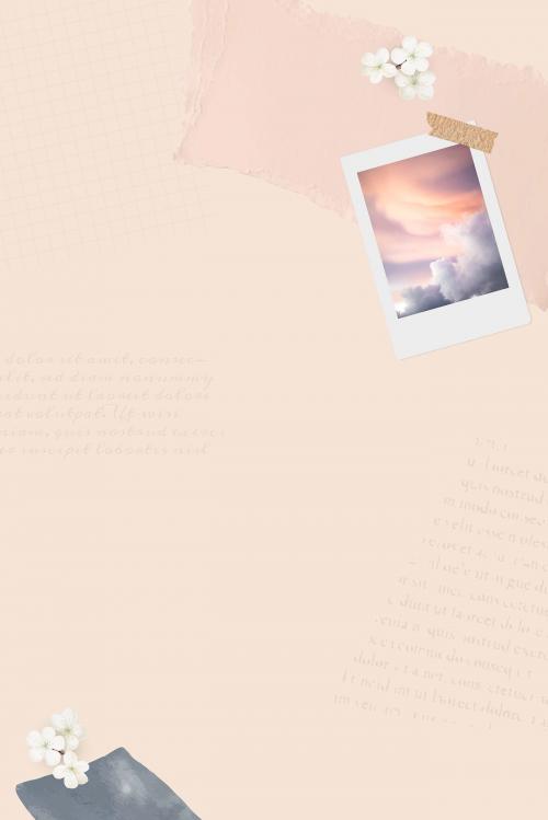Instant photo with a white flower on cream journal banner vector - 2035310