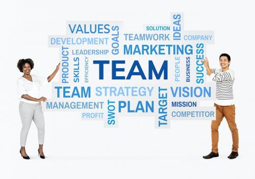 Diverse team with a business plan - 490969
