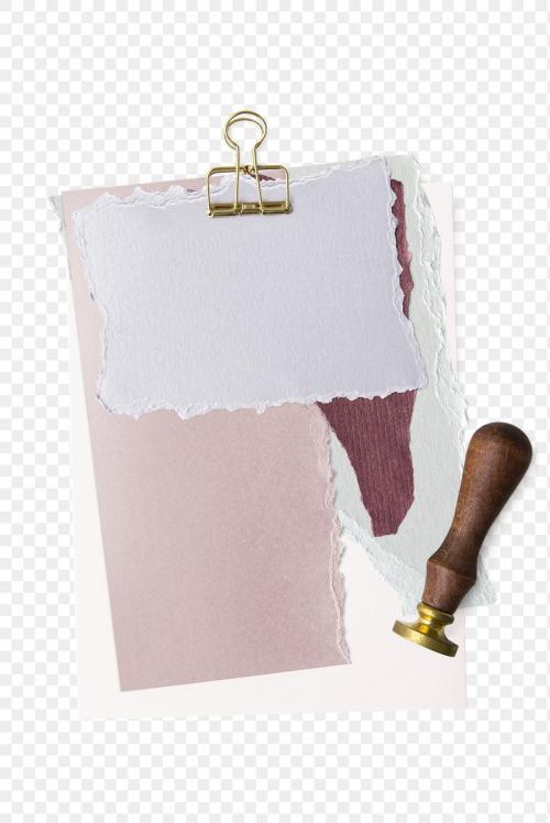 Blank torn pink paper with a wax seal stamp transparent png - 2026262