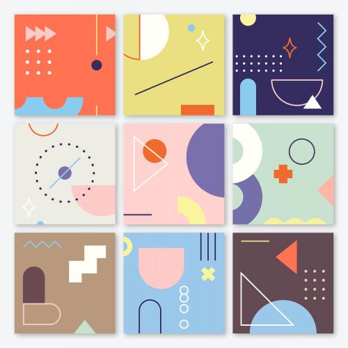 Geometric patterned banners collection vector - 2040843