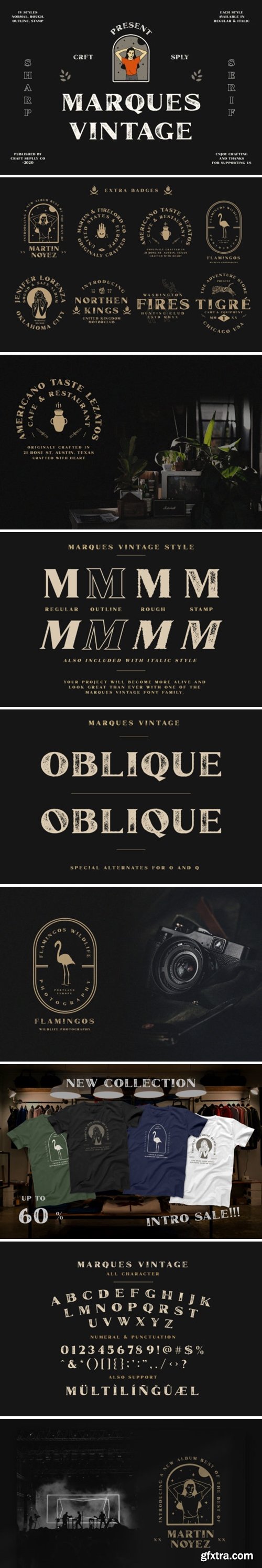 CreativeMarket - Marques Vintage Font Family + Extras 5061907