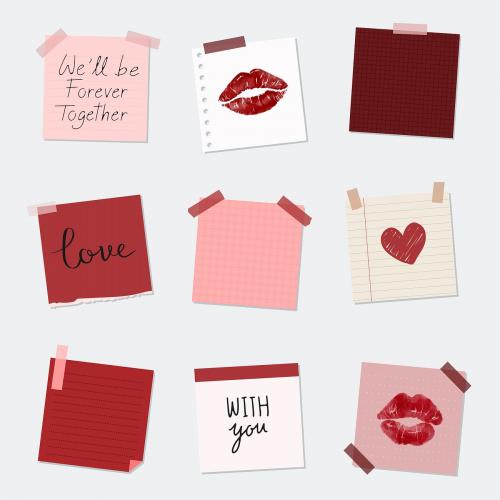 Set of love notepaper vector - 2053648
