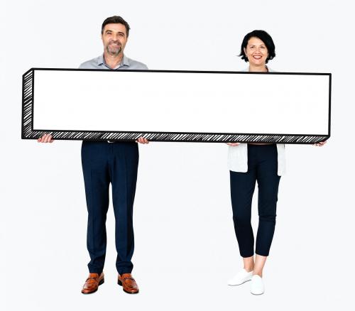 Happy diverse people holding an empty board - 491106