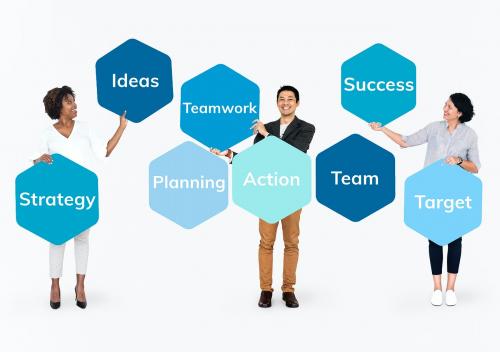 Diverse team with a business plan - 491177