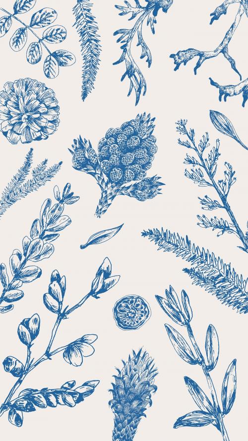 Blue floral pattern mobile phone wallpaper vector - 2025670
