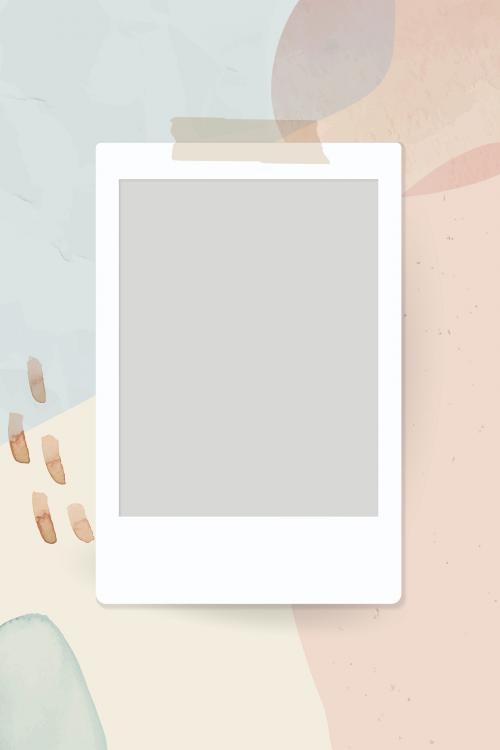 Blank instant photo frame on neutral watercolor background vector - 2030221
