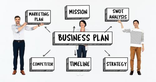 Diverse team with a business plan - 491282