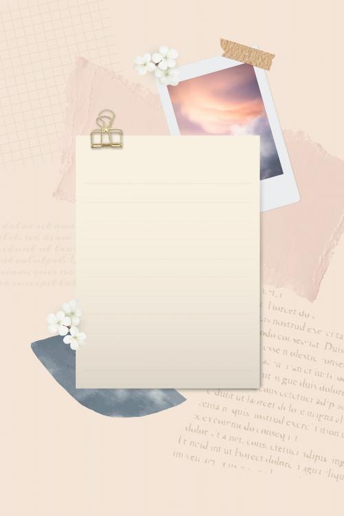 Cream paper with a gold binder clip journal background vector - 2035295