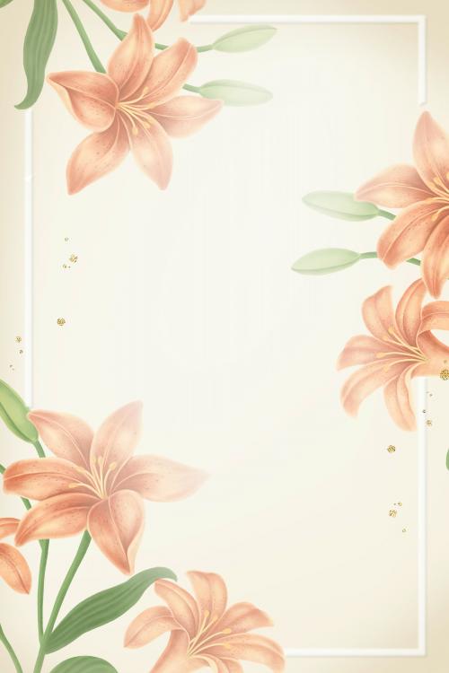 Lily flower frame mobile phone wallpaper illustration - 2091332