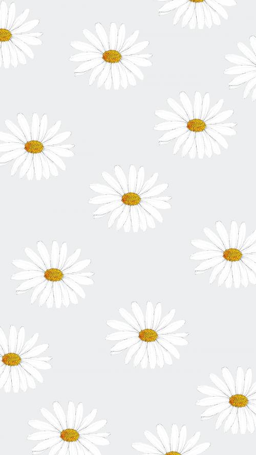 Hand drawn white flower patterned mobile wallpaper - 2094458