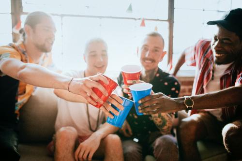 Group of diverse friends toasting at a party - 2097363