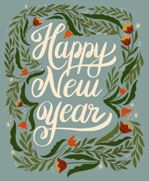 Happy new year greeting card design vector - 1229810