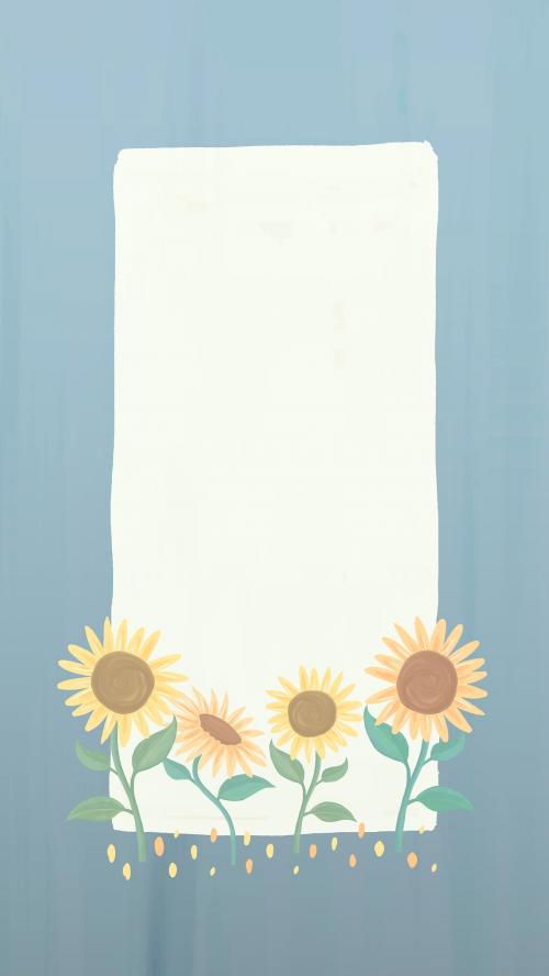 Rectangle sunflower frame vector - 1229943